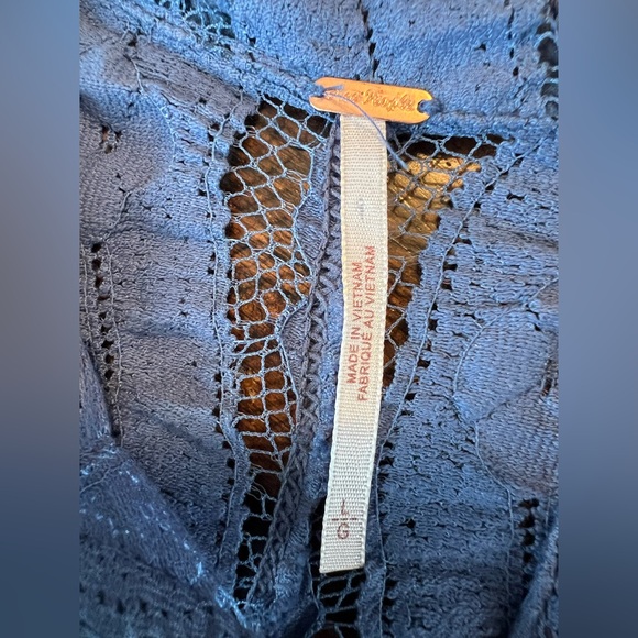 Free People Shayla Lace Mini Dress Women’s L BLUE * Missing Slip* Tunic Bohemian - Picture 5 of 12